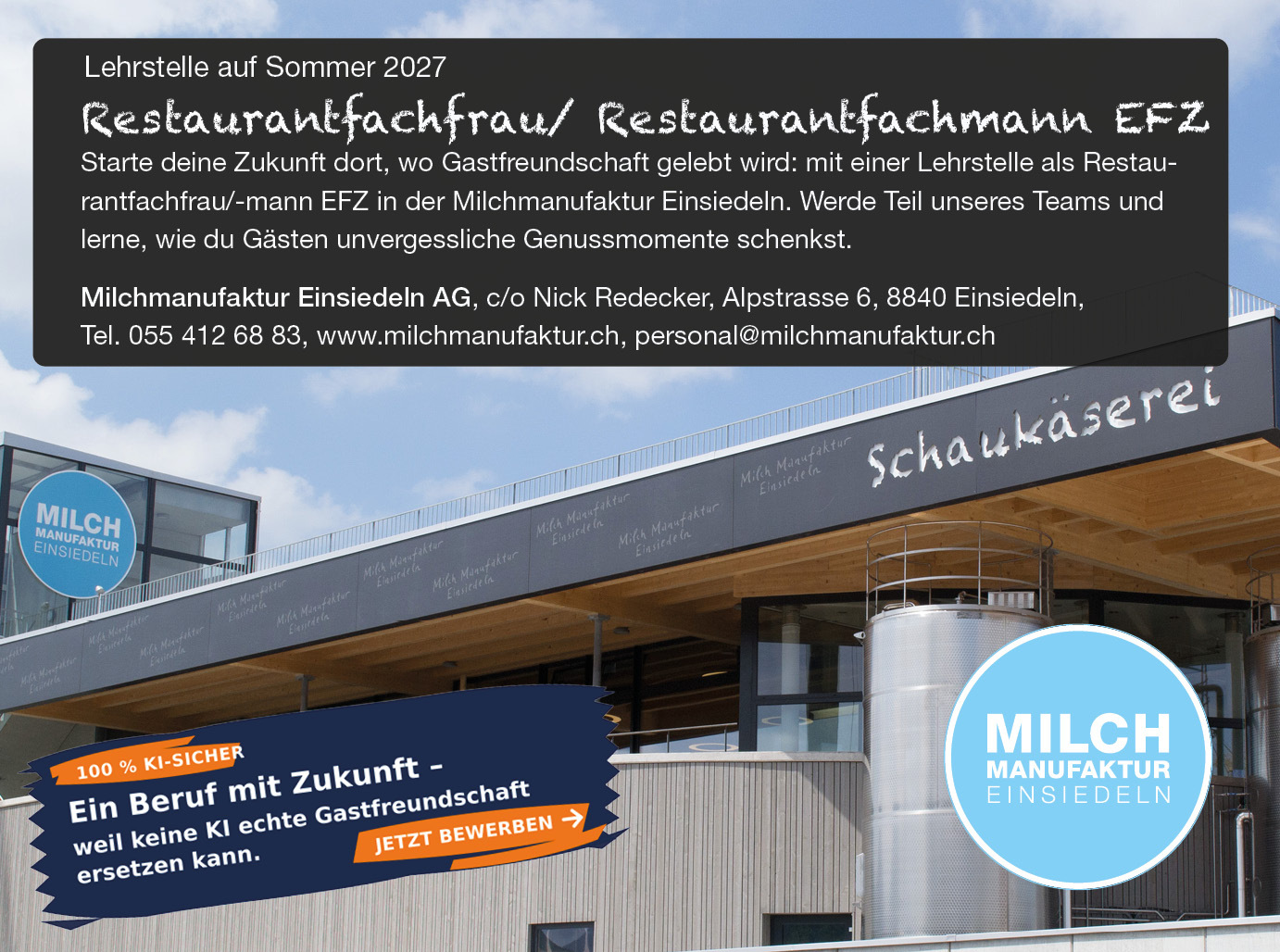 Stelleninserat Lehrstelle Restauration